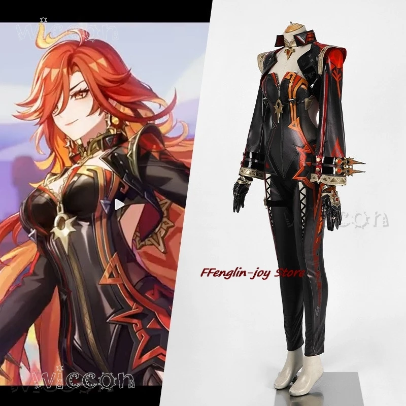 Game Genshin Impact Mavuika Cosplay Costume Wig Pyro Archon Cosplay Wig Natlan Anime Uniform Halloween Fire Elemental Dress-up