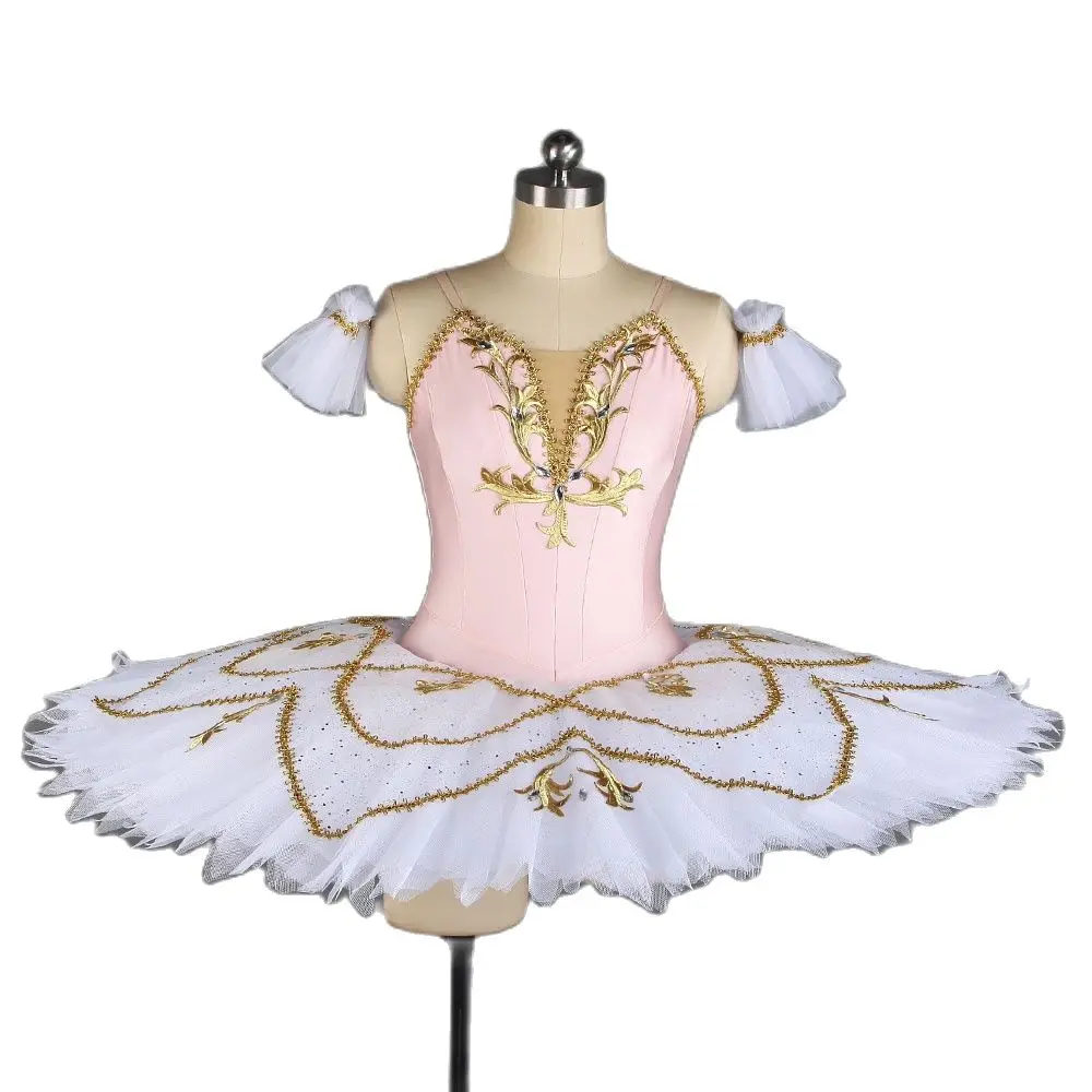 

BLL430 Pale Pink Spandex Professional Ballet Tutu for Adult Girls Ballerina Dance Costume Performance Dancewear Platter Tutus