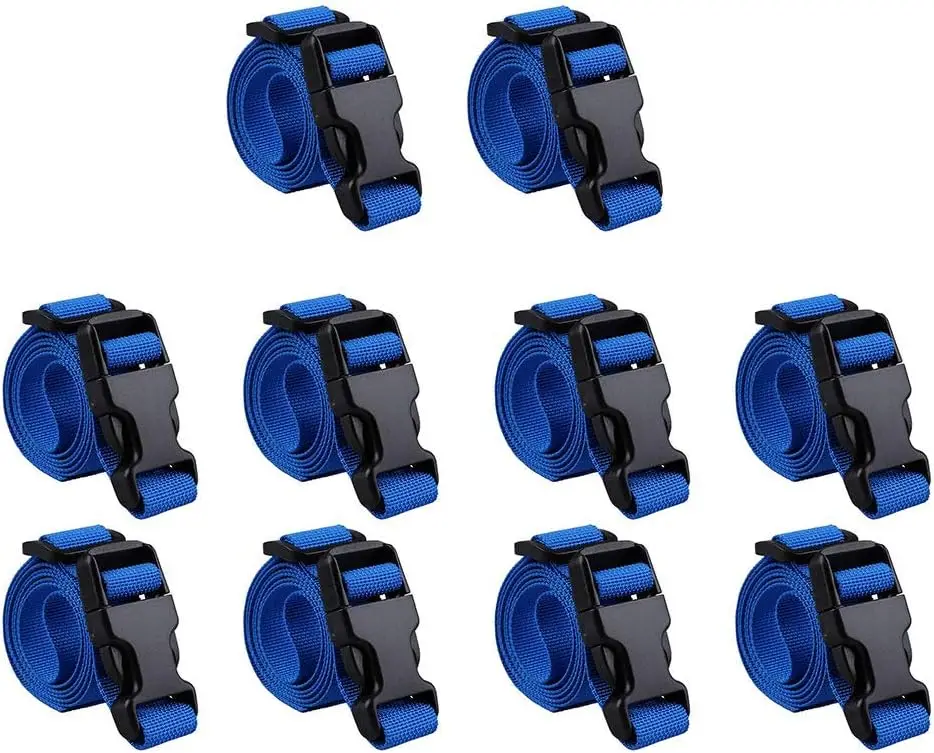 

Регулируемые упаковочные ремни шириной 1 дюйм, длиной 40 дюймов, синие (10 штук в упаковке) для багажа и путешествий