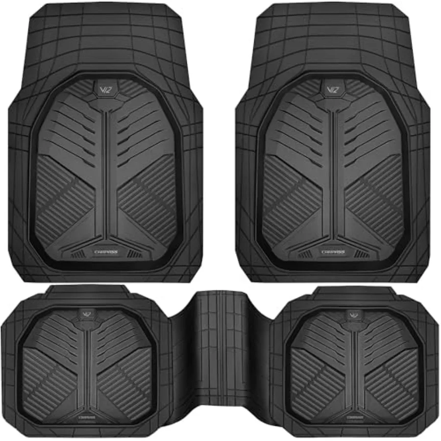 

Heavy Duty Rubber Car Mats, Deep-Dish Odorless Car Floor Mats All Weather, Universal Trim-to-Fit for SUVs Trucks Sedans, Waterp