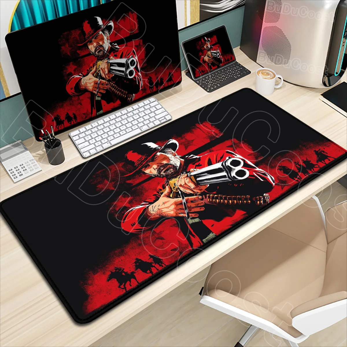 Xxl 900x400 Anime Mouse Pads Computer Accessories Red Dead Redemption 2 Game Keyboard Rubber Mousepad Pc Gamer Non-slip Desk Mat