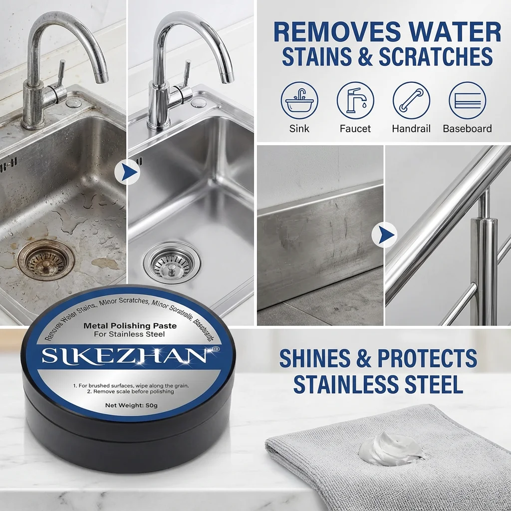 Multifunctionele roestvrijstalen polijstpasta wastafel kraan rail plintreiniger roestverwijderaar krasreparatie verhelderende crème