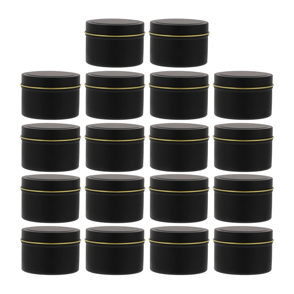 

18pcs 4 Ounce Black Tinplate Jars Heat Resistant Round Storage Cans For Cookies Candies Gifts Home Decoration