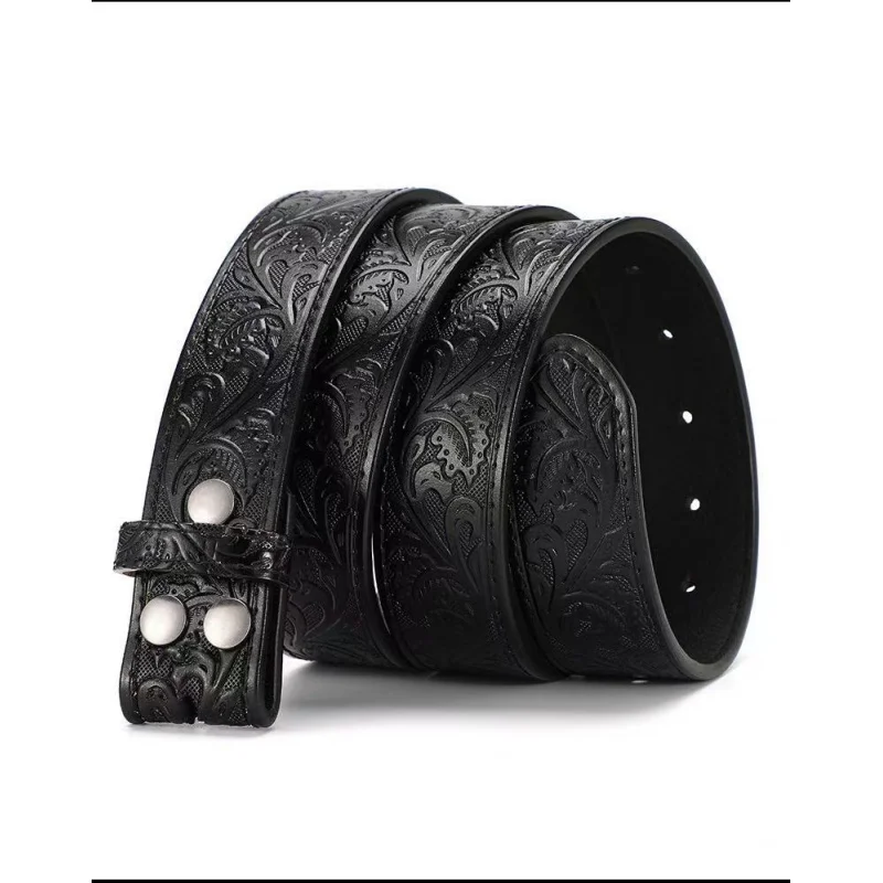 1Men's Belt in Punk Retro Style, Embossed American-style Design with a Unique Personality (No Buckle)