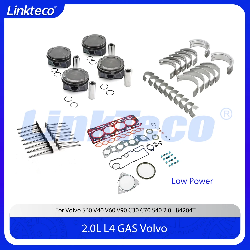 

Engine Repair Kit Full Gasket Bearing Piston Ring Set Fit 2.0 T L B4204T11 For Volvo S60 V40 V60 V90 C30 C70 S40 2.0L B4204T