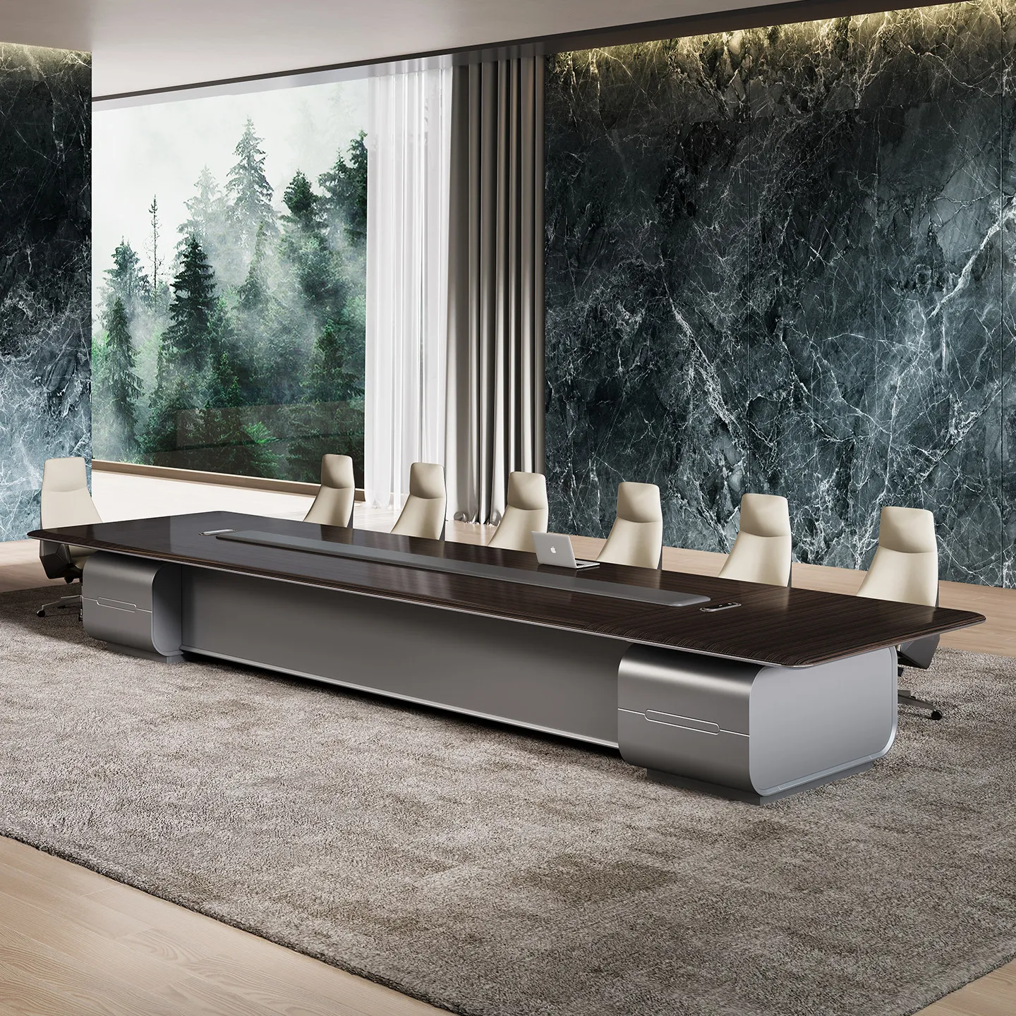 High End Large Extendable Square Shape Luxury Modern MDF Modular Conference Table Customized Color for 10 Company Conference