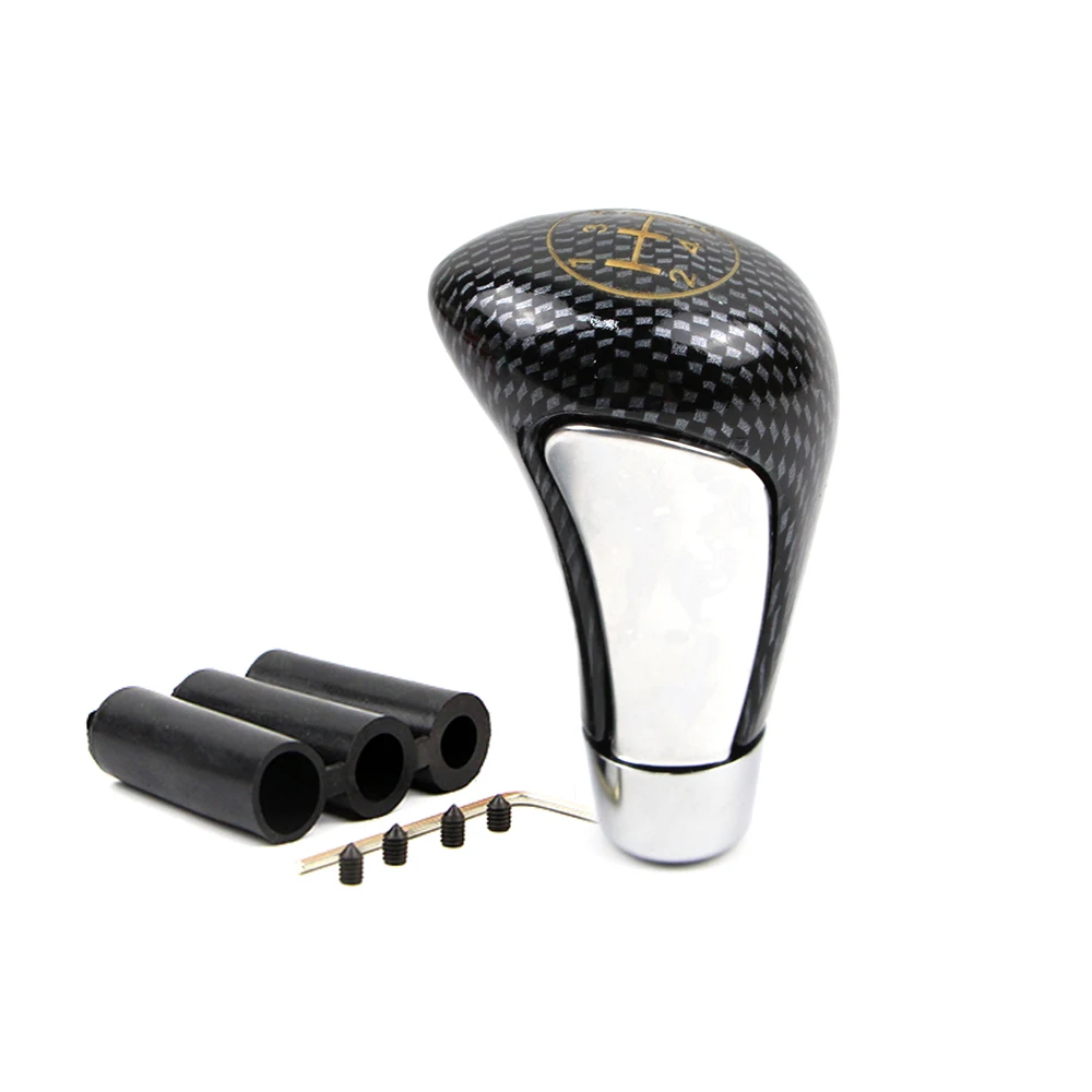 

Car Interior Gear Shift Knob 5 Speed Universal Manual Handle Lever Shifter Black Carbon Fiber Style