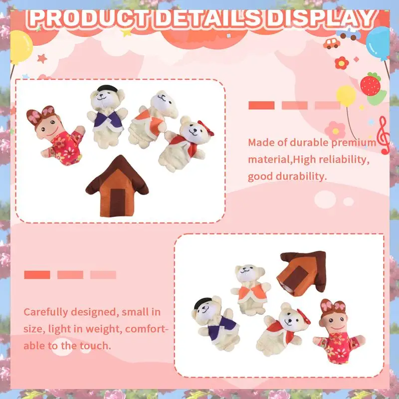 L81A 2025-5개 묶음 손가락 인형 동화 동화 금발과 곰 세 마리