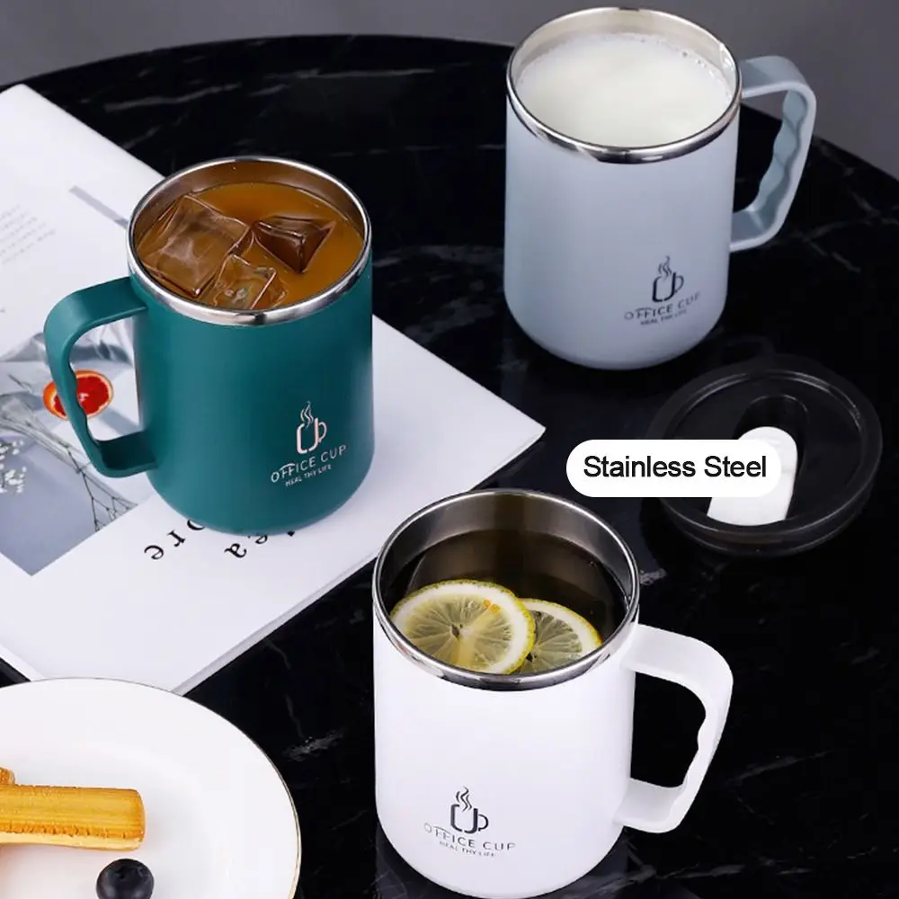 500ml Thermos Mug 304 Stainless Steel Coffee Cup With Handle Leak-Proof Vacuum Flask Insulated Cup Portable Thermal Water Bottle