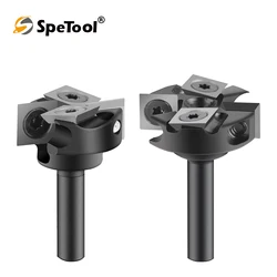 SpeTool 1pc CNC Spoilboard Surfacing Router Bit 1/4 Inch Shank 2-Flute Carbide Insert Slab Flattening Router Planer Bit for Wood