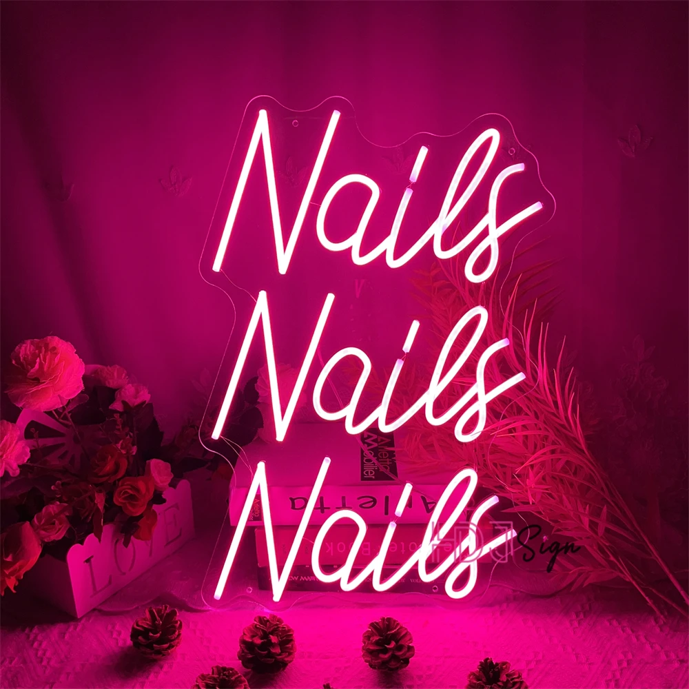 Neon Signs Manicure Shop Neon LED Sign Nails Room Decoration Wall USB Neon Lights Beauty Salon Business Signboard Led Lights