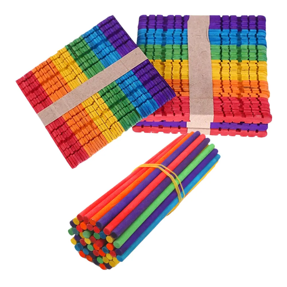 

80Pcs Wooden Ice Pop Sticks Smooth Surface Small Lightweight for Ice Cream Party DIY Crafts Colored Craft Ice Pop Sticks