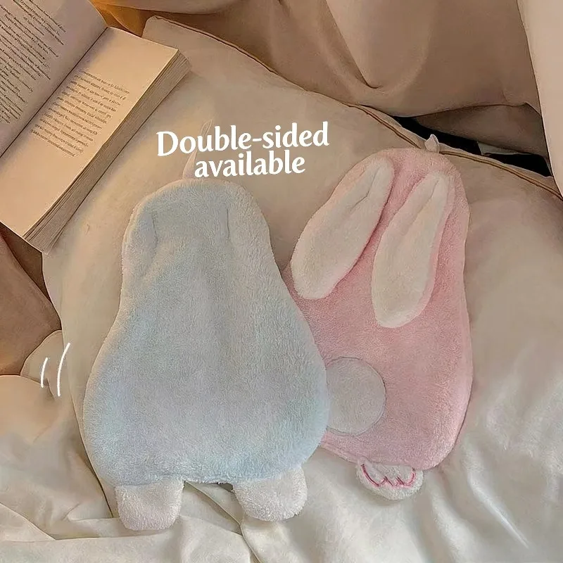 1PC Cute Rabbit Pattern Soft Coral Fleece Hand Towel Thick and Absorbent Material Hanging Hand Towel Bathroom and Kitchen Towel
