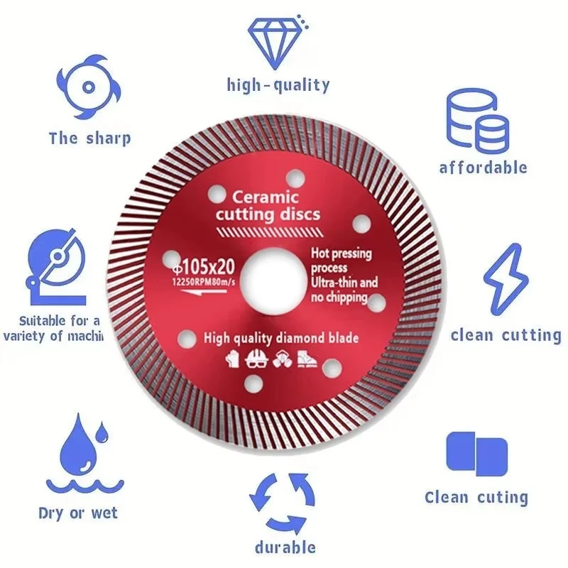 105mm Diamond Turbo Cutting Disc Saw Blade Porcelain Ceramic Tile For Cutting Stone Marble Granite Brick Masonry Concrete