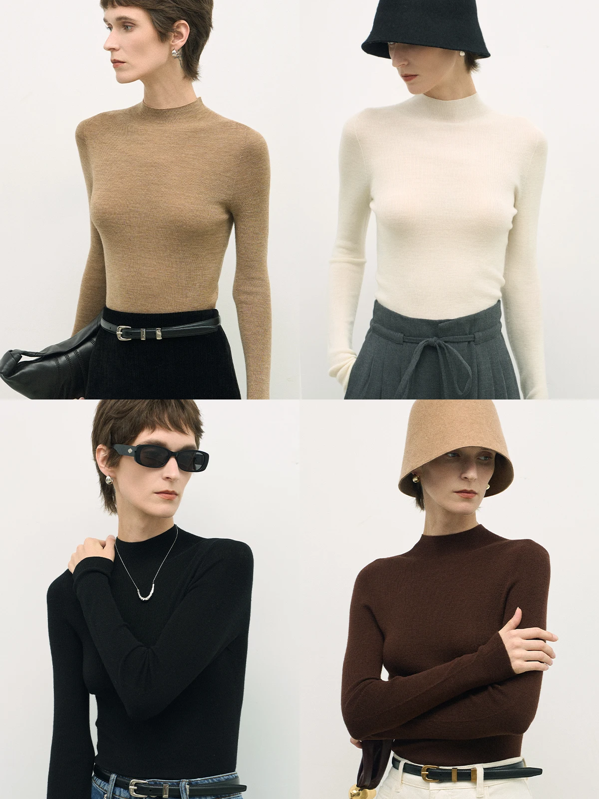 

Slow Strs Full Wool Sl One-Piece f High Collar Women's Base irt Inner Wear Top Warm Sweater Autumn Winter