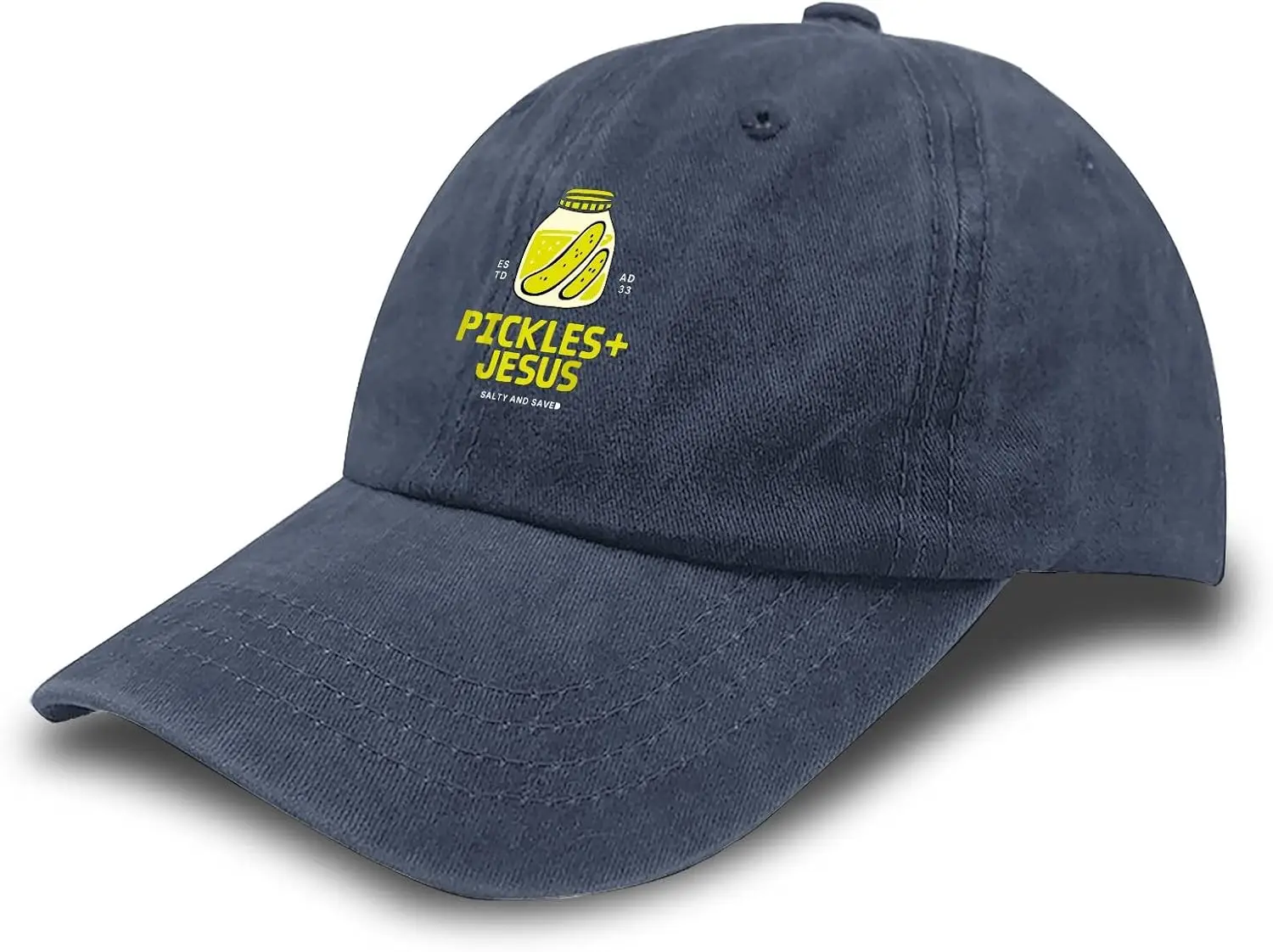 تم إنتاجه في المخللات الأمريكية يسوع قبعات مملحة ومحفوظة من القطن المغسول 3 قبعات بيسبول قبعة قابلة للتعديل