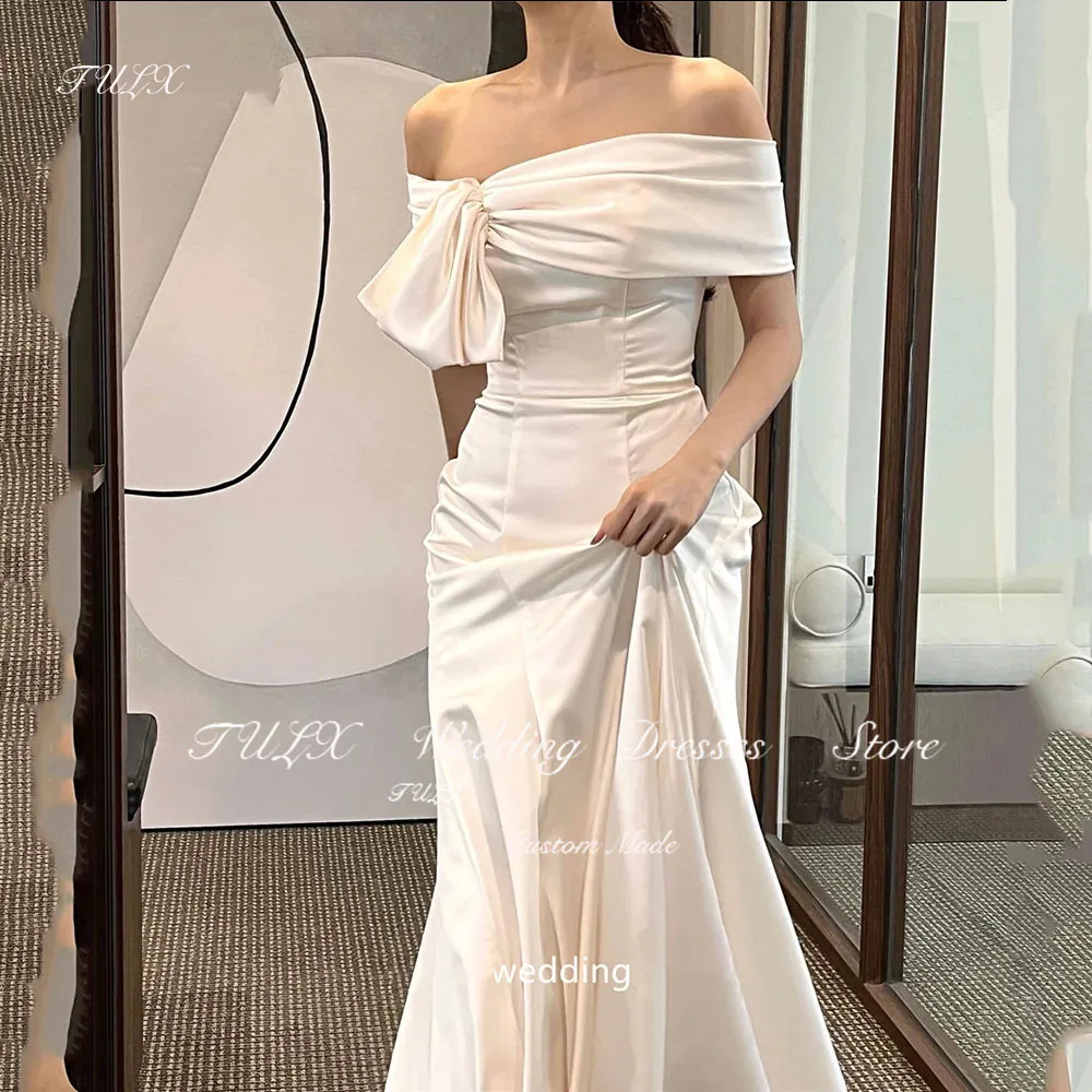 

TULX Elegant Off the Shoulder Wedding Dress Korea Photoshoot Evening Dress Mermaid Long Women Party Dress Corset Back 2025