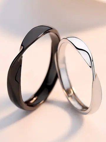 New Mobius Couple Rings For Women Men Simple Black White Adjustable Simple Ring Fashion Wedding Birthday Proposal Gifts