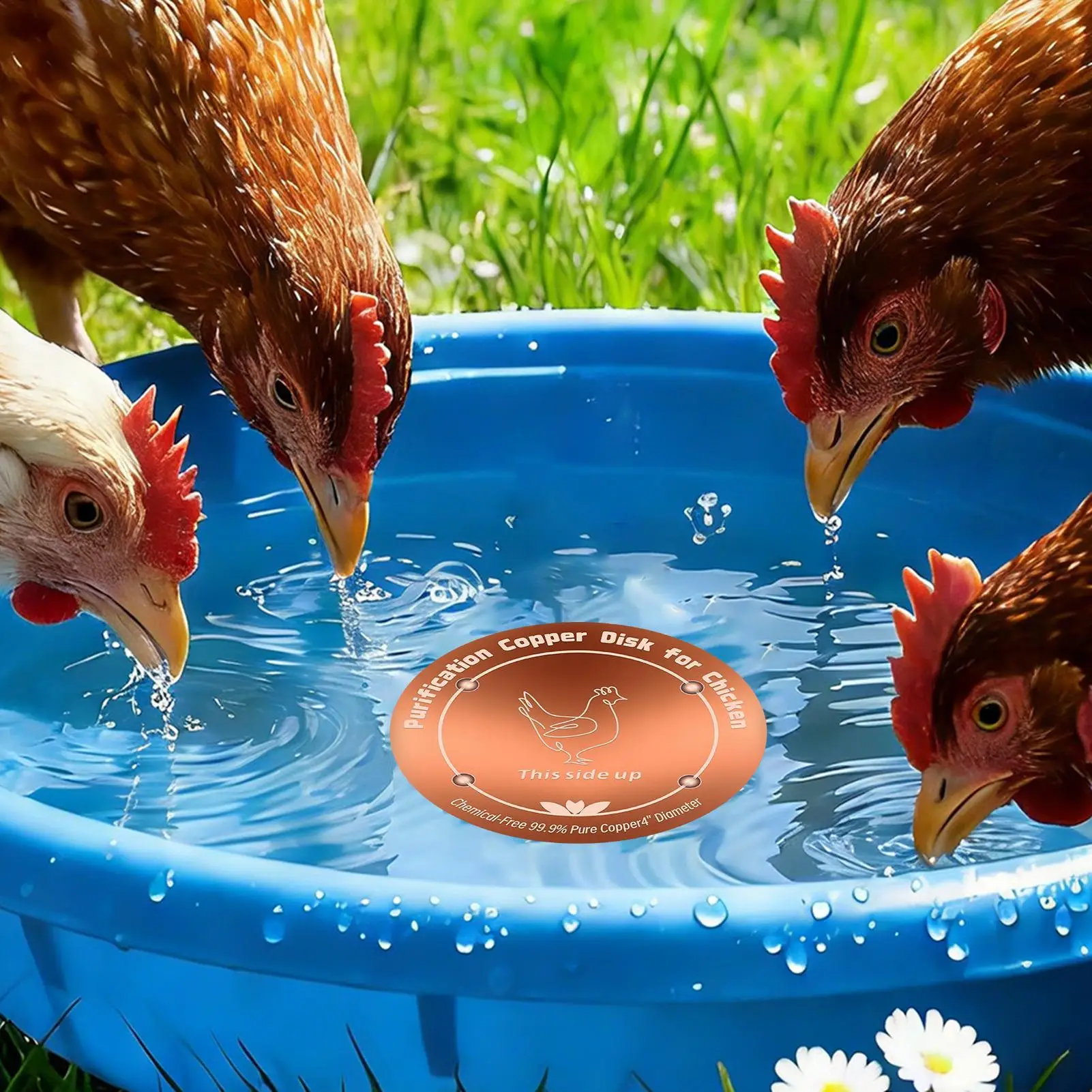Bird bath with clean water using copper disc