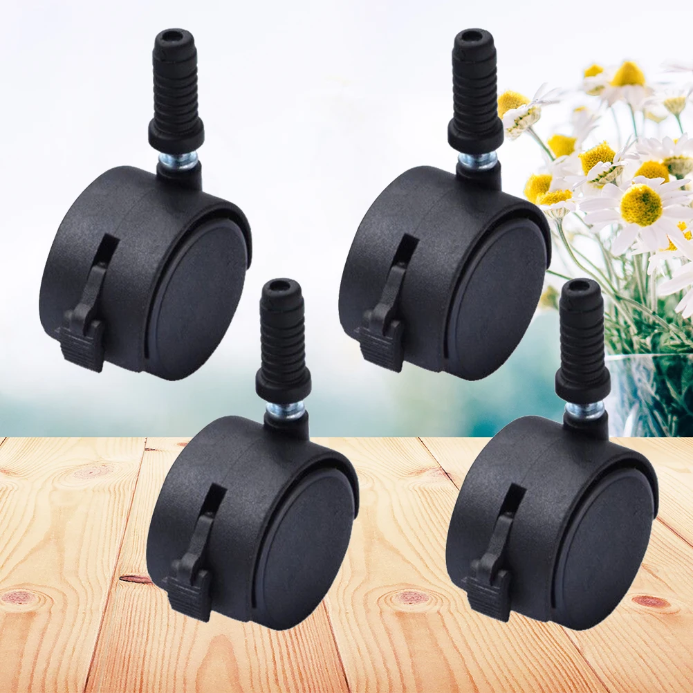 4pcs Office Office Chair Wheel Heavy Duty Bed Frames Wheel Furniture Caster Black Swivel Roller Replacement Mute Caster Wheel