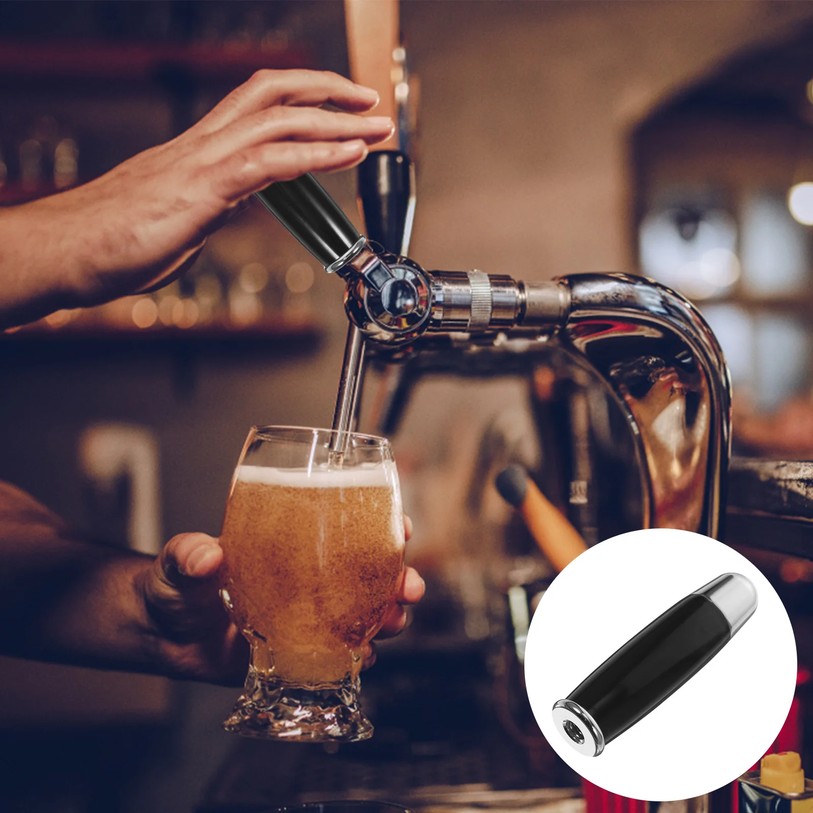 

Beer Tap Handle Plastic Stainless Steel Sturdy Replacement Faucet Handle for Draft Kegerator Beer Faucet Supplies