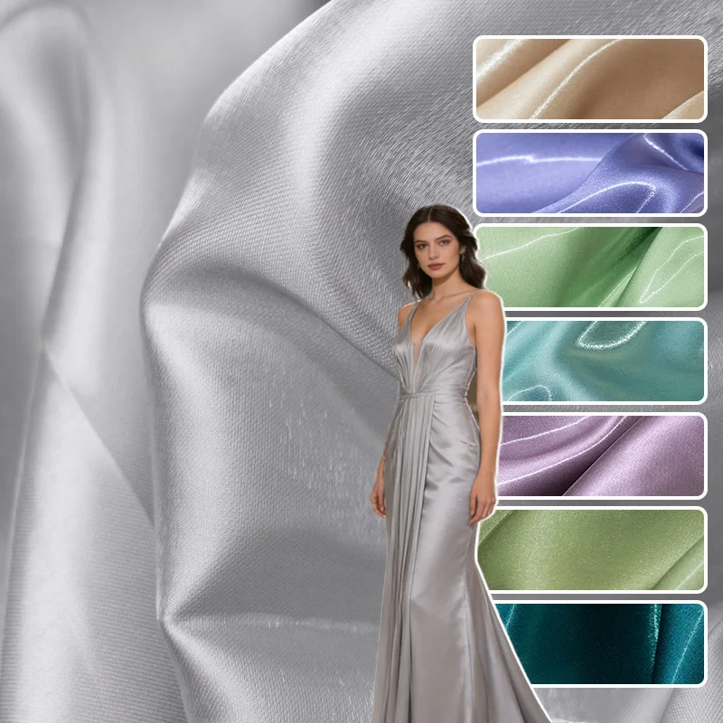 

Многоцветная светоотражающая ткань: глянцевый жидкий атлас для одежды, платьев, рукоделия, пошива ханьфу, дизайнерских проектов, гладкая шелковистая ткань для летних нарядов