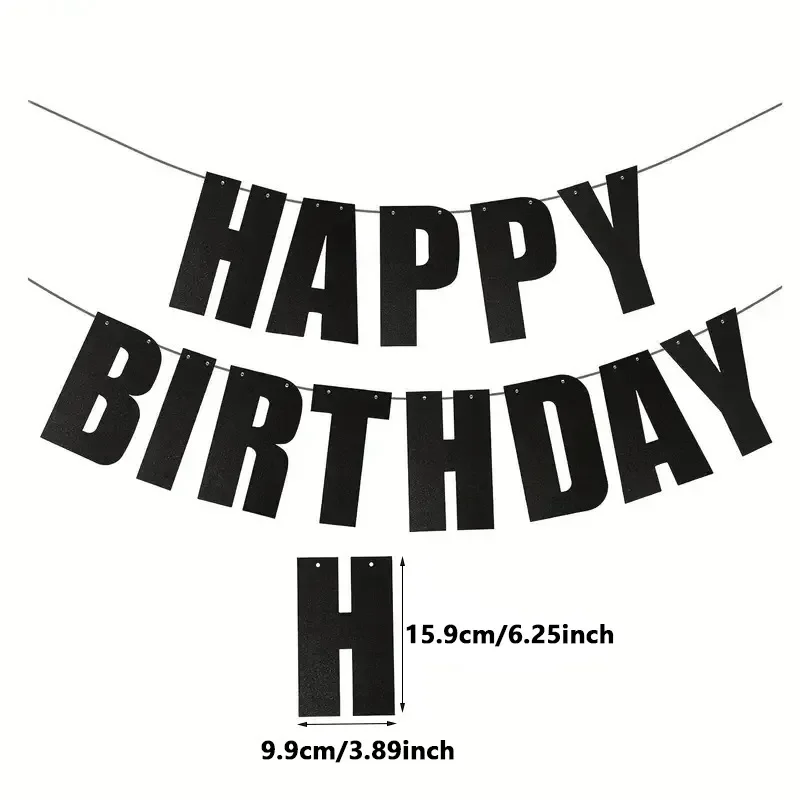 مجموعة واحدة من لافتة حفلات أعياد الميلاد السعيدة باللون الأسود، ديكور للتعليق على الحائط، خلفية للصور، مستلزمات أعياد الميلاد #3