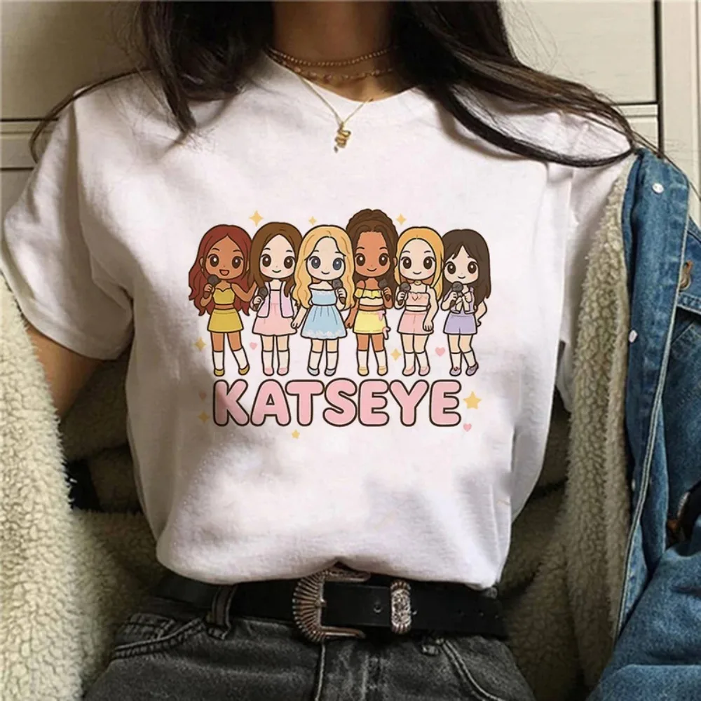 Damen Katseye Print Casual T-Shirt Gothic Y2k T-Shirt Damen Koreanischer Stil Mode Harajuku Kawaii T-Shirt Damen Y2K Kleidung – Detail 9