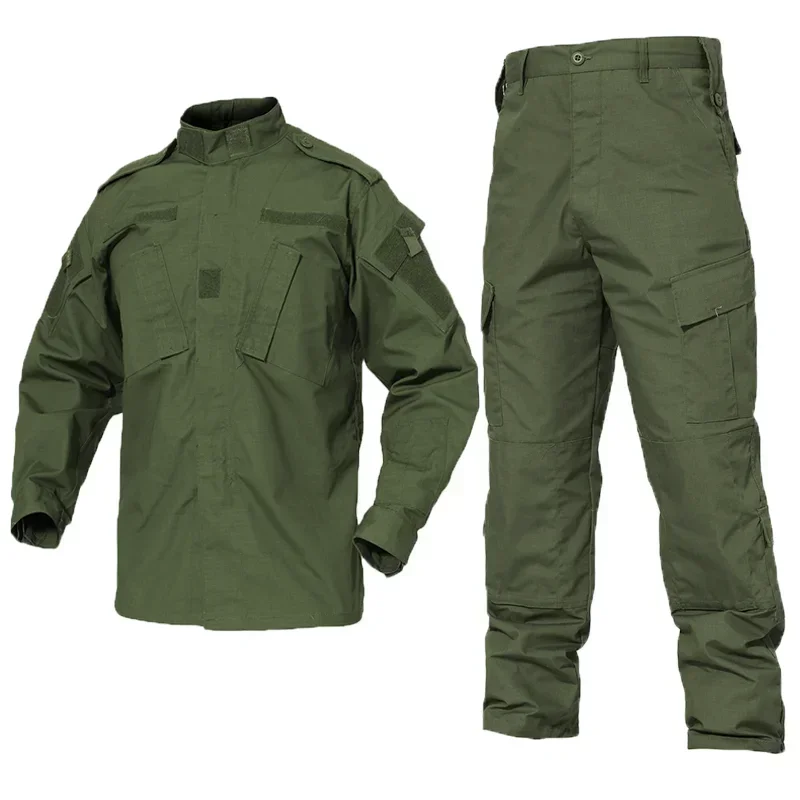 Men Green Camouflage Uniform Tactical Combat Black Shirts&Pants Airsoft Paintball Work Clothing Suit