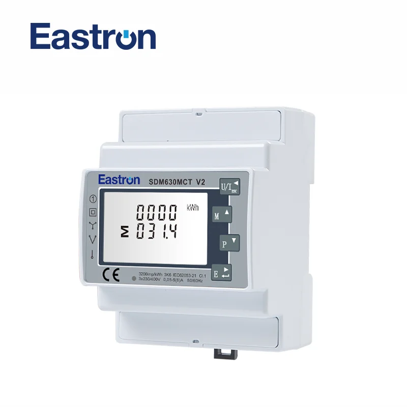 SDM630MCT non-MID 1/5A CT connected Mutli Function Four Module Three Phase Digital Din Rail Power Meter, RS485 port Modbus RTU