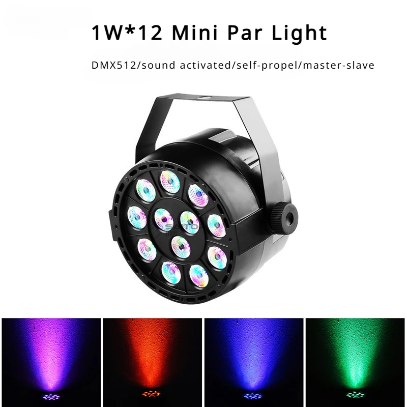 12*1W LED FullColor Par Light  DMX512 Control RGB Stage lighting Equipments Bar KTV Wedding Xmas Decor DJ Equipment Disco Lamp