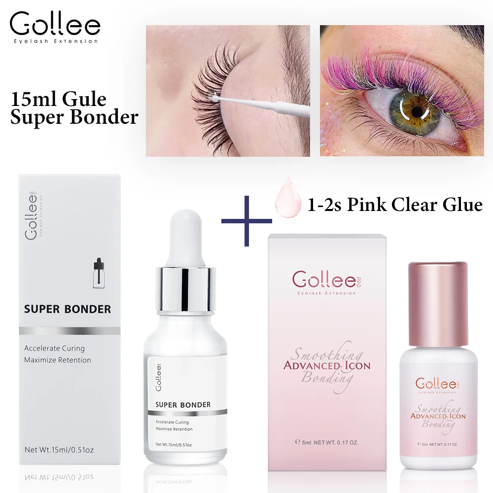 Gollee 0.5-1s cola de extensão de cílios de secagem rápida super bonder 5-8 semanas de duração forte sem irritação acelerador cola lash suprimentos