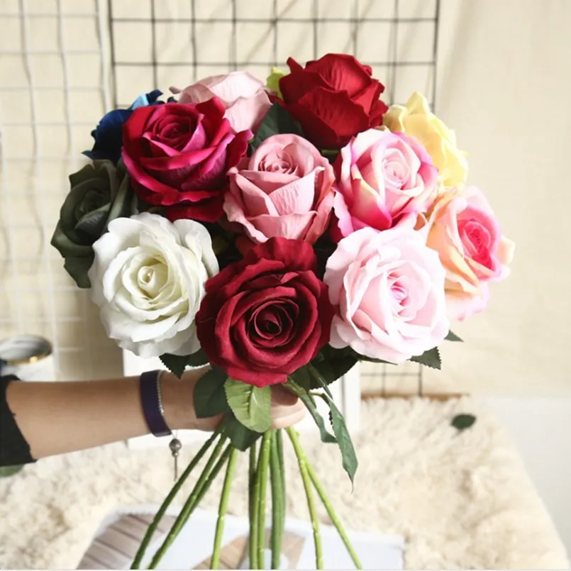 5Pcs Artificial Flowers Bouquet Beautiful Silk Roses Wedding Home Table Decor Arrange Fake Plants Valentine's Day Present