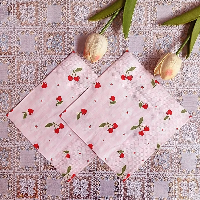 20 Stück/Packung Fruchtbedruckte Papierservietten Geburtstag Feiertag Festival Kinder Cocktail Tee Elefanten Dekorative Abendessen-Servietten – Detail 4