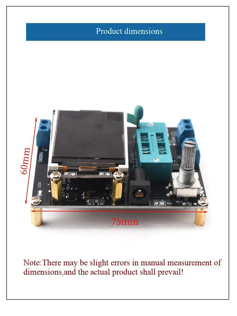 GM328A Transistortester, Frequenztester, PWM-Rechteckwellen-LCR-Messgerät, Voltmeter, Vollfarbiger Bildschirm mit Grafikanzeige – Detail 5