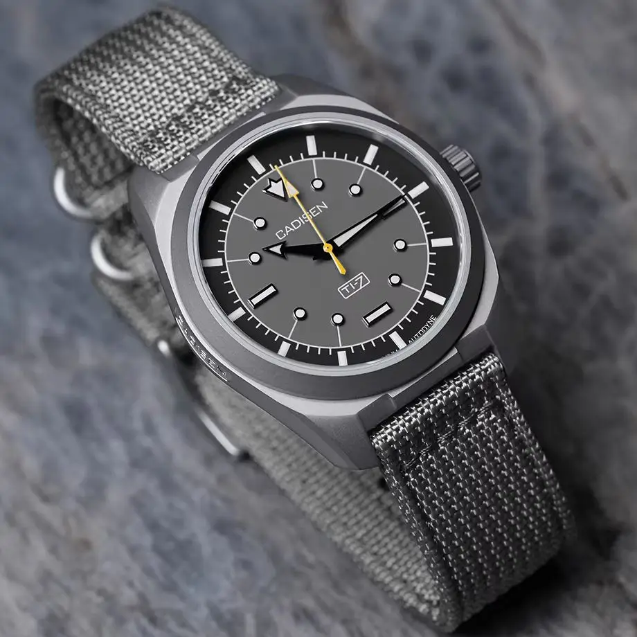 CADISEN TI-7 Autodyne Titanium Automatic Mechanical Watch Man Canvas Wristwatch MIYOTA 8215 Watches USA Warehouse Delivery