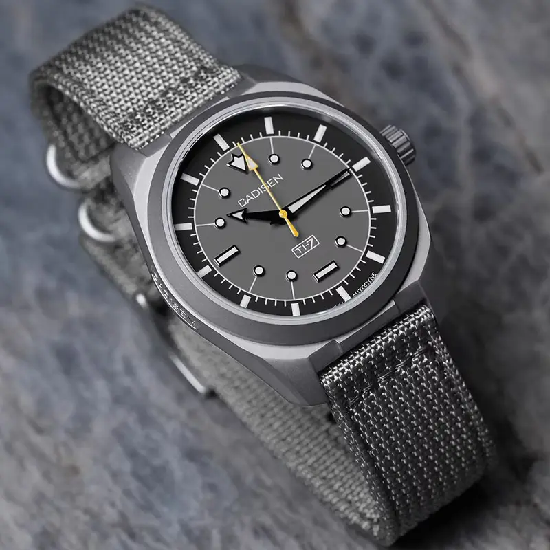 CADISEN TI-7 Autodyne Titanium Automatic Mechanical Watch Man Canvas Wristwatch MIYOTA 8215 Watches USA Warehouse Delivery
