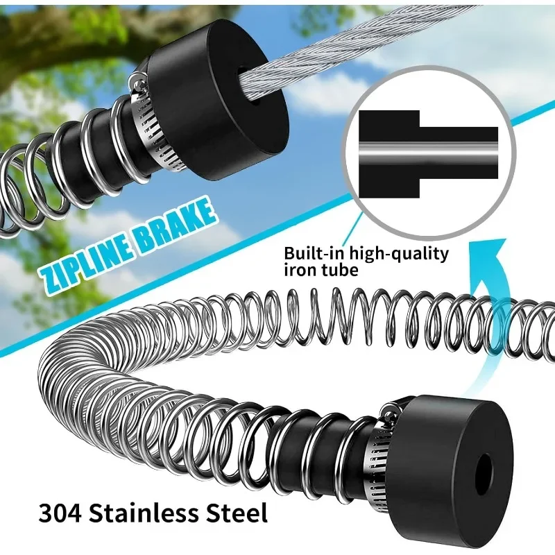 

Zip Line Kit for Kids Adults : 120FT Up to 450Lbs - Quick Tighten Zipline for Backyard Outdoor