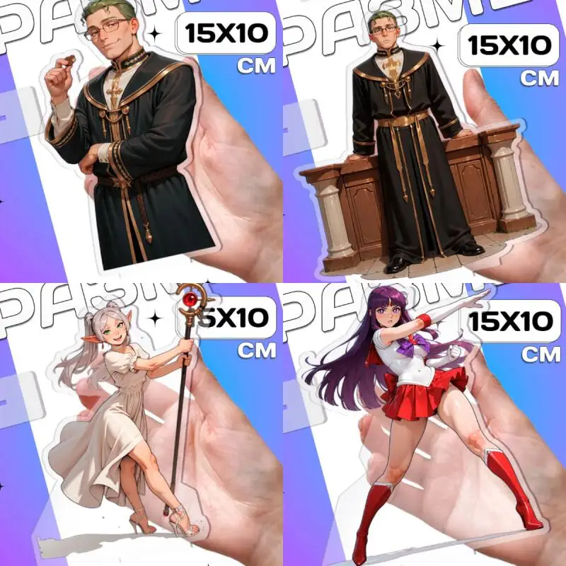 

Anime Acrylic Display Sign for Frieren: Beyond Journey's End Heiter Fern Frieren Different Styles Self-Made Acrylic Standee