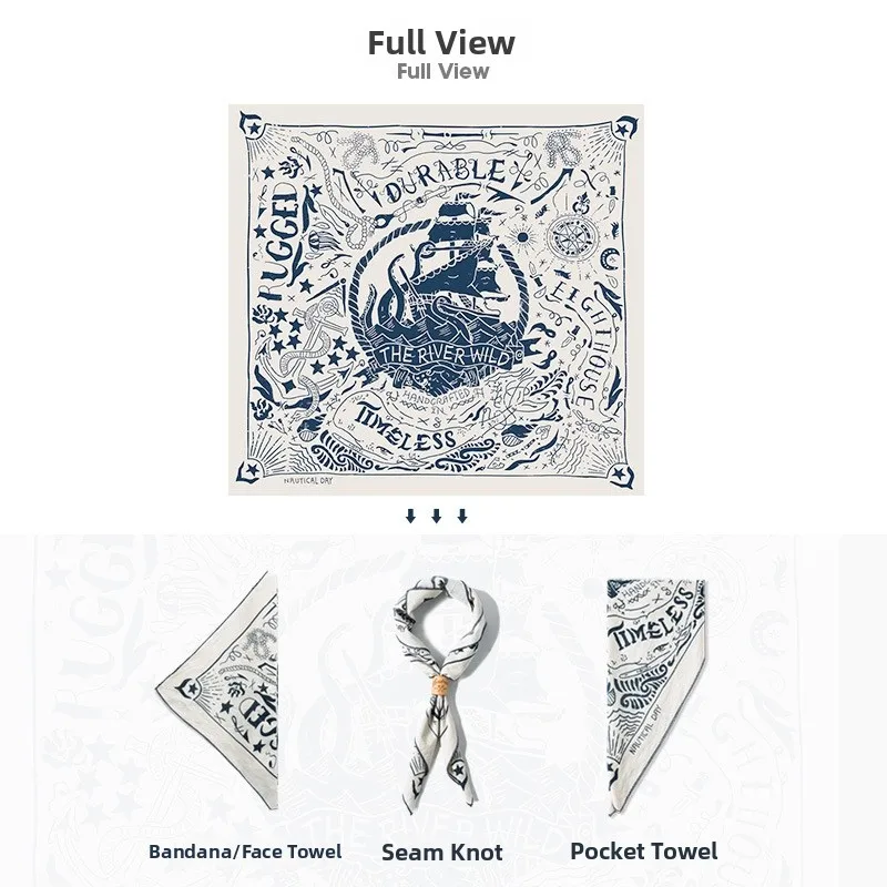 

Спецодежда Maden, японский ретро морской шарф с картой, аксессуары на пуговицах, мужской хлопковый квадратный шарф Sle Street Faion