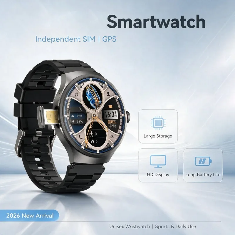 Screen Android Smartwatch SIM Slot Independent Call WiFi Outdoor GPS Navigation Sports Wrist Watch