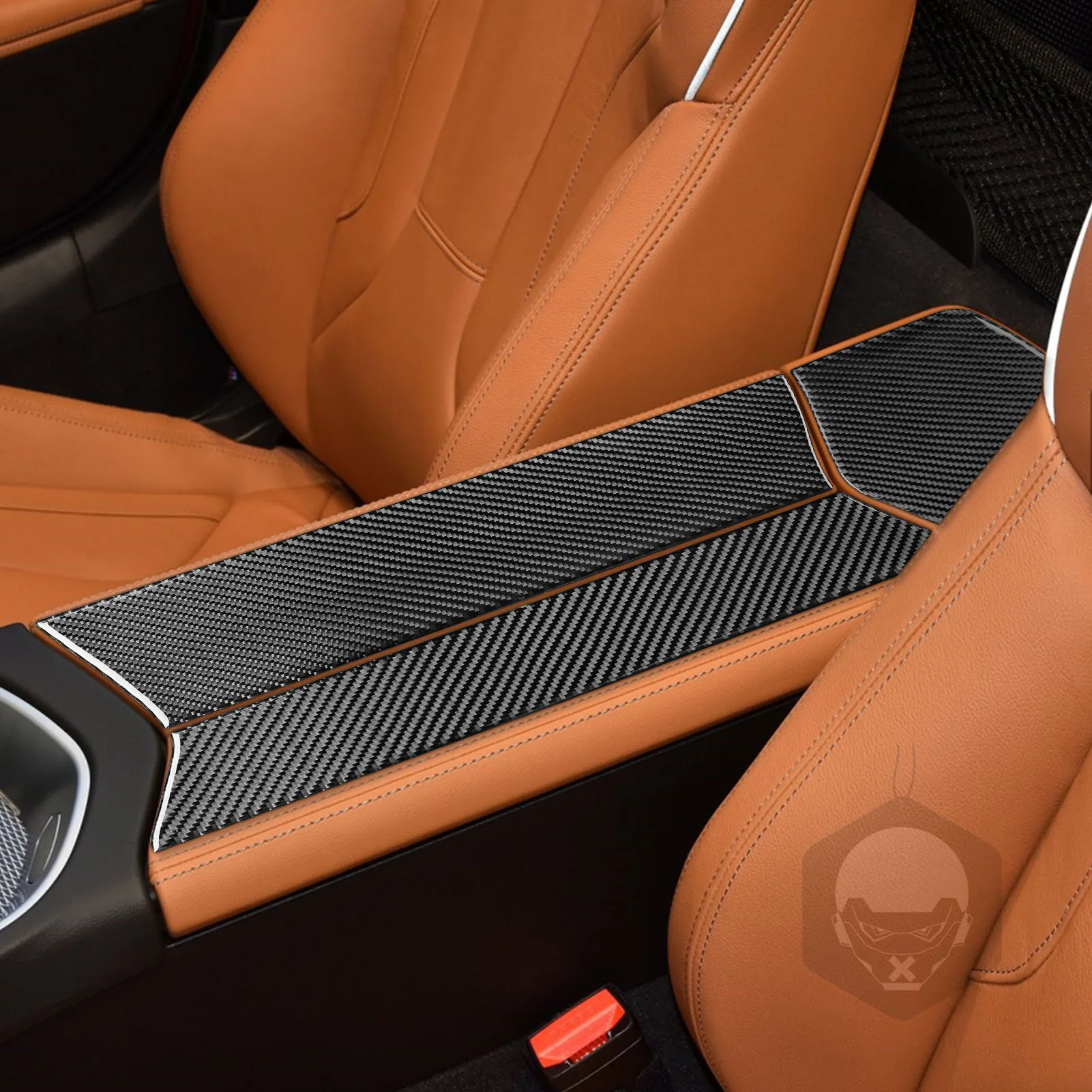 ألياف الكربون الحقيقية اكسسوارات السيارات مركز مسند الذراع الزخرفية غطاء ناعم ملصق لسيارات BMW Z4 G29 2019 2020 2021 2022 2023 2024 #3