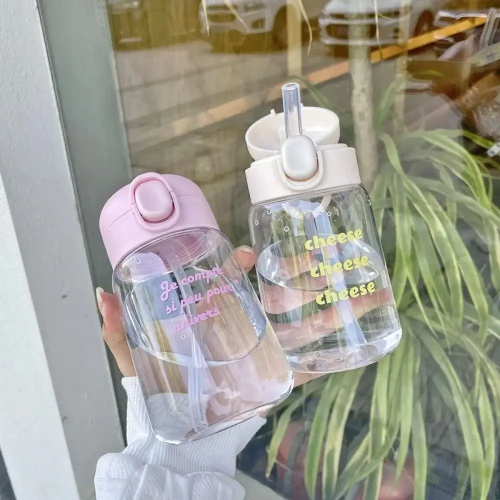 

Portable 400ml Kids Sippy Cup Plastic Leak-proof Cartoon Water Bottles with Straw Lightweight Toddlers Beverage Cups