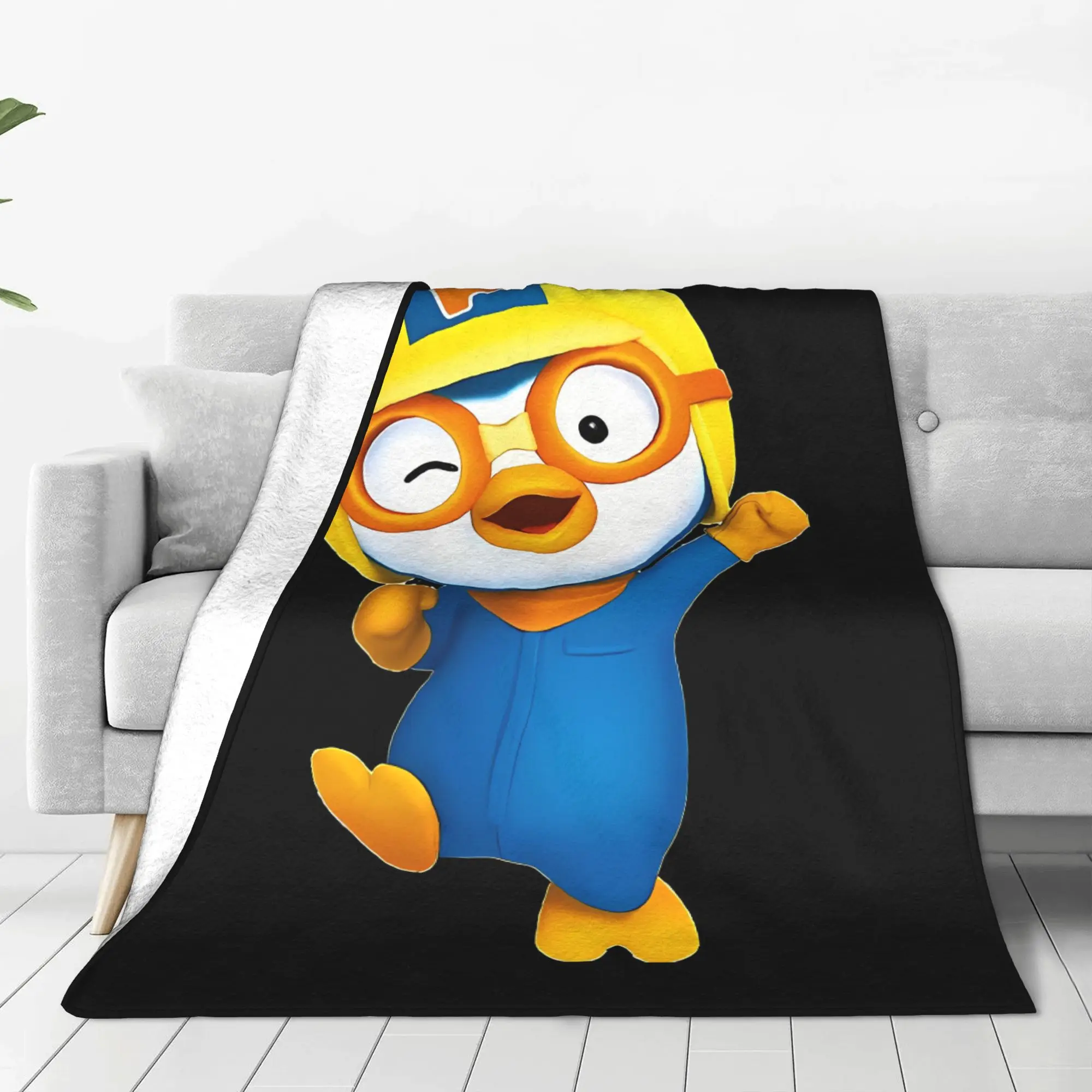 1PC Home Cutecore Cute Penguin  P-Pororos Blanket Super Cosy Plush Home Living Room Sofa Halloween