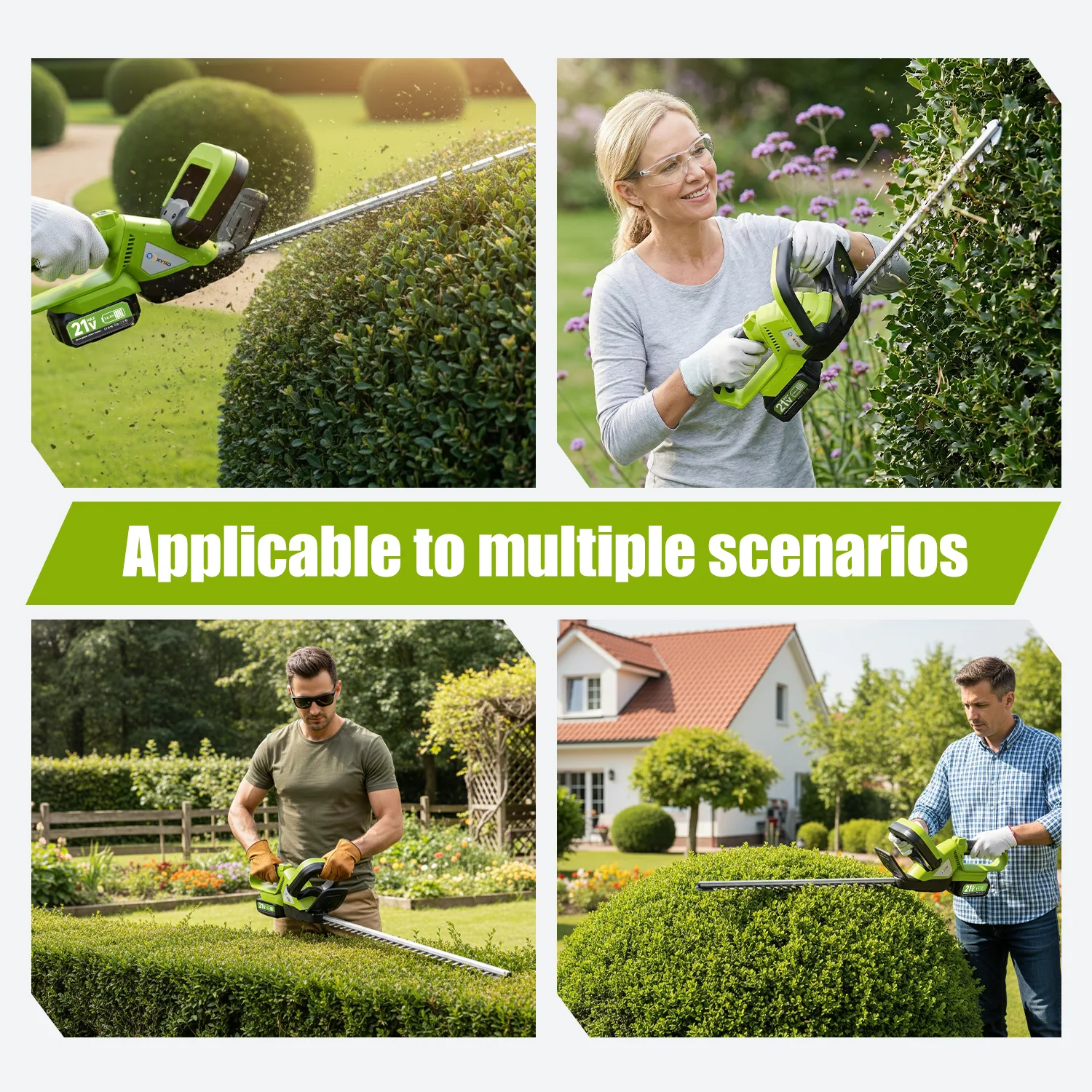 XYSD Cordless Hedge Trimmer, 20 in Electric Hedge Trimmer , with 21V 3.0Ah Batteries, Bush Trimmers for Yard, Garden, Lawn Care