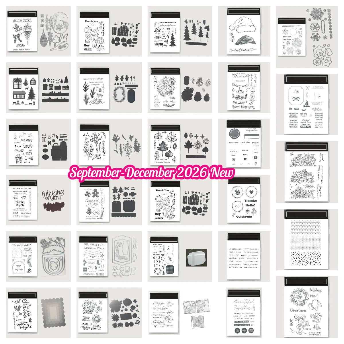 September-December 2026 New Dies Stamps Collection Christmas Tree Pumpkin Fall Winter Christmas for Scrapbook Making DIY Crafts