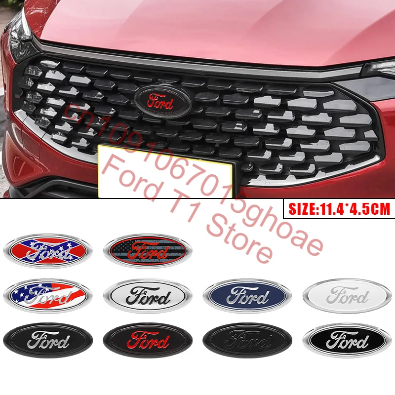 114mm/150mm/175mm Car Front Hood Emblem for Ford Fiesta Range Focus Mondeo Explorer Fusion Transit Edge Auto Rear Trunk Sticker