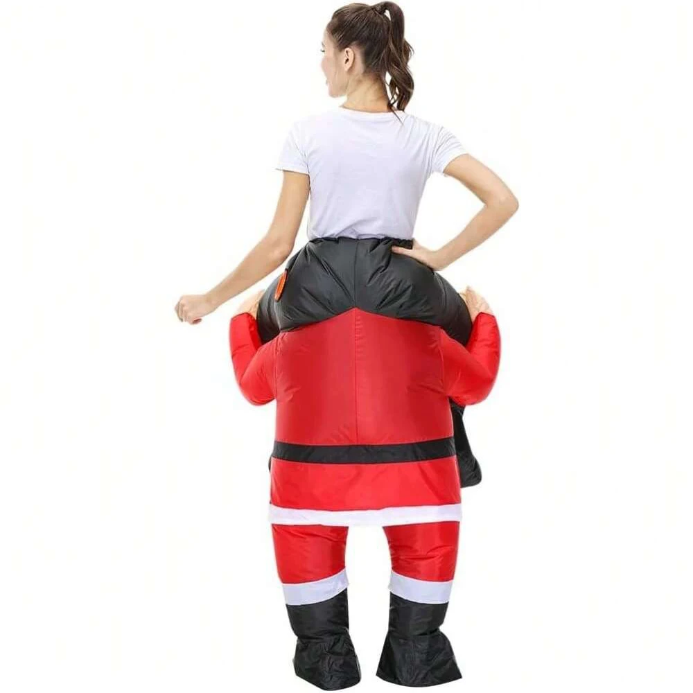 Ride On Santa Claus Inflatable Costume, Blow Up Santa Ride On Suit, Funny Christmas Cosplay Outfit for Xmas Party Fancy Dress view 6