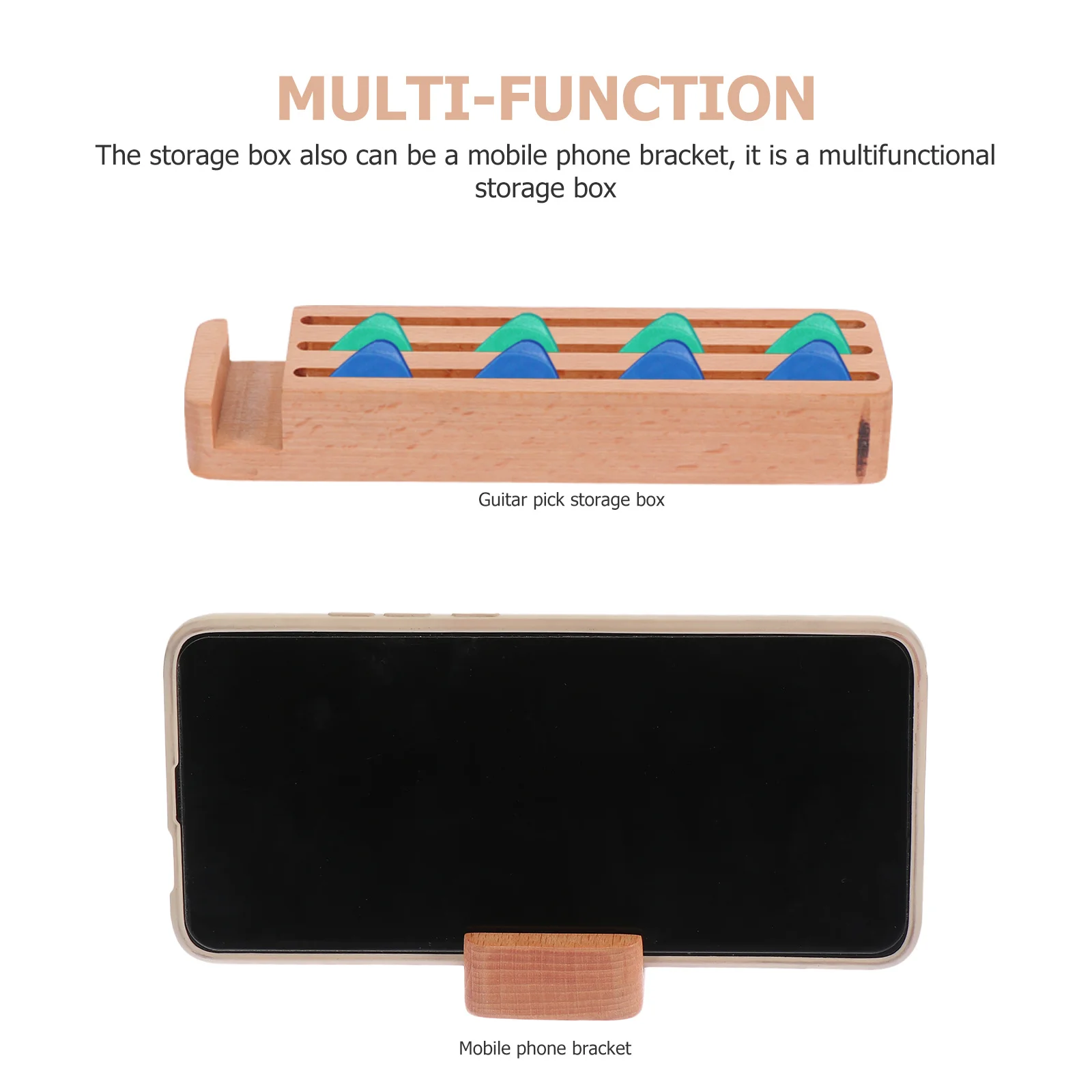 

1Pcs Beech Guitar Picks Storage Box Khaki Portable Multipurpose Guitar Pick Holder Plectrum Case Mobile Stand Organizer