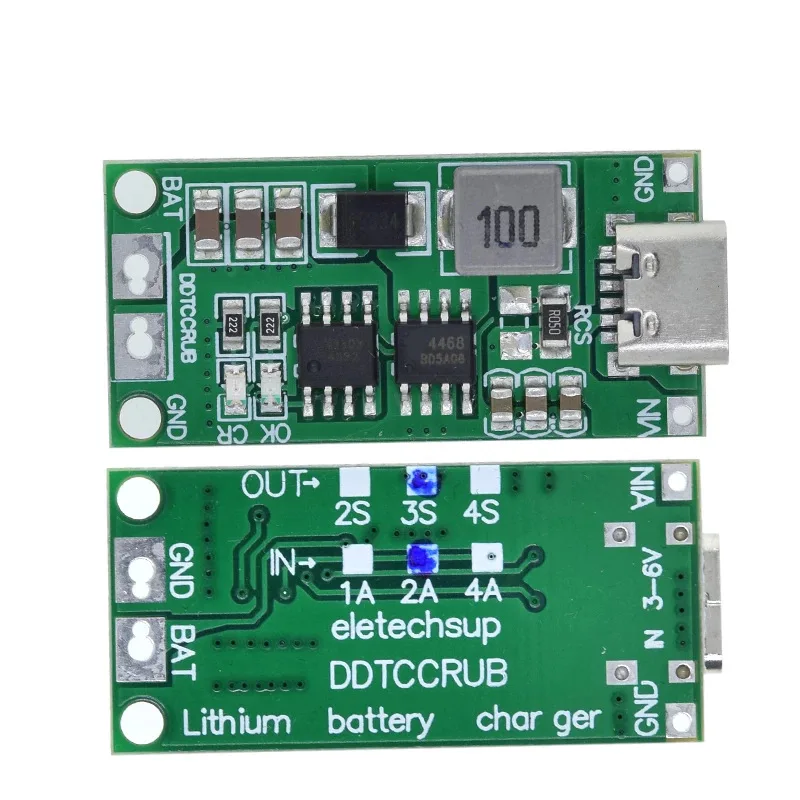 2-cell, 3-cell, 4-cell lithium-ion battery charger with battery protection board, TypeC, USB boost charging board, DC3-5V